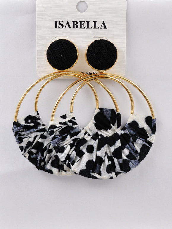 GOLD BLACK HOOP EARRINGS ( 254503 BK )