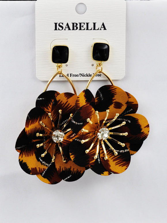 BROWN FLOWER EARRINGS ( 254504 BN )