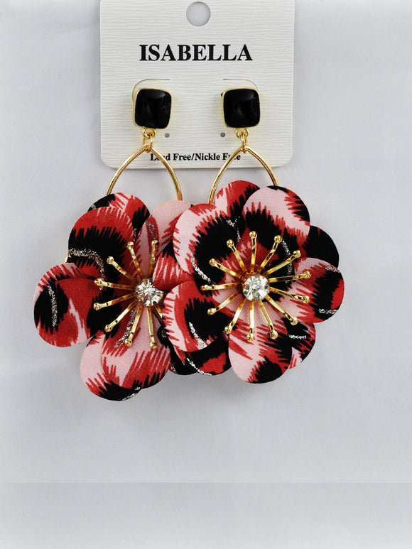 RED FLOWER EARRINGS ( 254504 R )