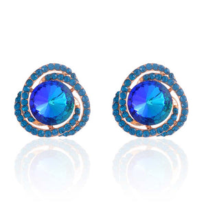 GOLD CLIP ON EARRINGS BLUE STONES ( 2545 HL )