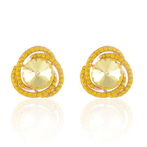 GOLD CLIP ON EARRINGS YELLOW STONES ( 2545 YLW )