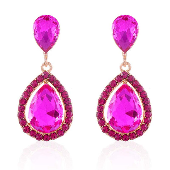 FUCHSIA RHINESTONE EARRINGS ( 2547 FU )