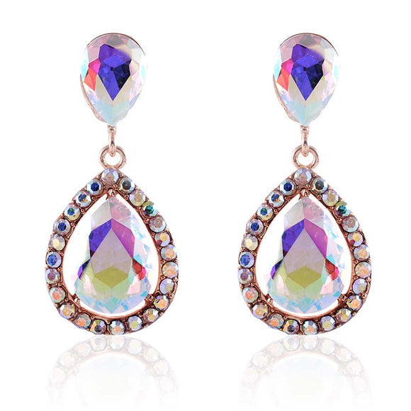 GOLD POST EARRINGS AB STONES ( 2547 GAB )