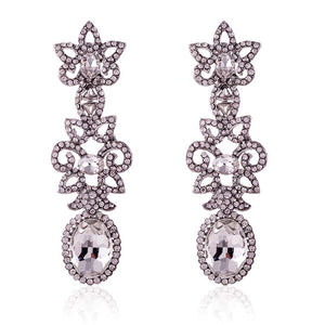 SILVER DANGLING EARRINGS CLEAR STONES ( 2568 SCL )