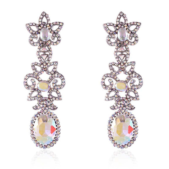 SILVER DANGLING EARRINGS AB STONES ( 2568 SAB )