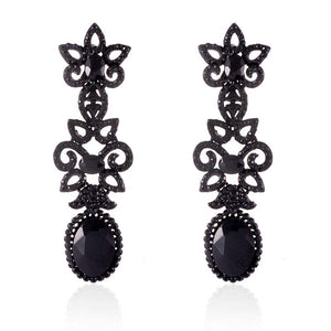 BLACK DANGLING EARRINGS BLACK STONES ( 2568 JET )