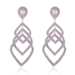 SILVER DANGLING EARRINGS CLEAR STONES ( 2570 SCL )