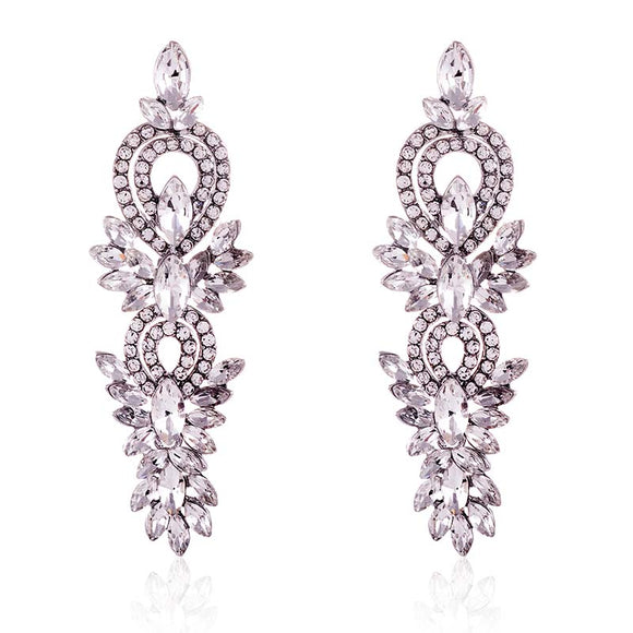 SILVER CLEAR CRYSTAL POST EARRINGS ( 2582 SCL )