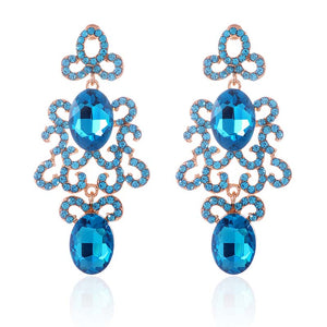 AQUA CRYSTAL EARRINGS ( 2584 AQ )