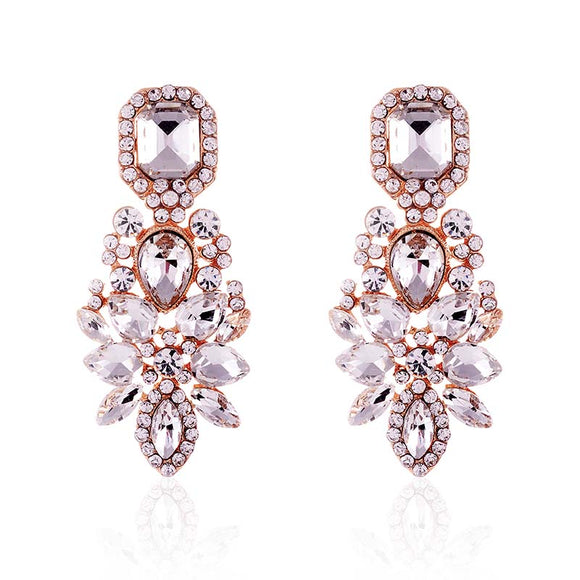 GOLD CLEAR CRYSTAL CLIP ON EARRINGS ( 2585 GCL )