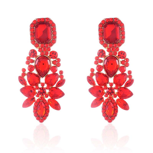 RED CRYSTAL CLIP ON EARRINGS ( 2585 RED )