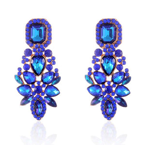 BLUE CRYSTAL CLIP ON EARRINGS ( 2585 HL )