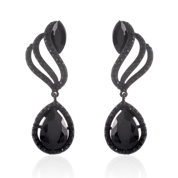 CRYSTAL POST EARRINGS ( 2592 JET )