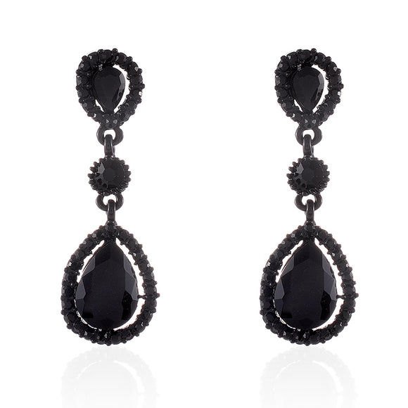 CRYSTAL POST EARRINGS ( 2603 JET )