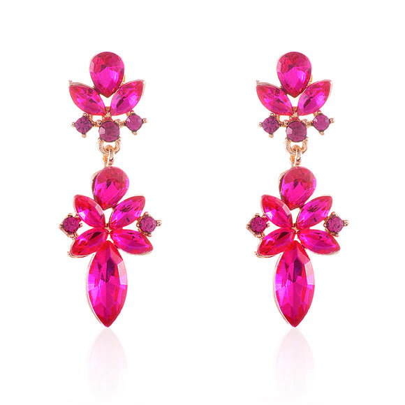 CRYSTAL POST EARRINGS ( 2605 FU )