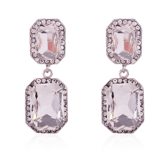 SILVER CLEAR CLIP ON EARRINGS ( 2619 SCL )