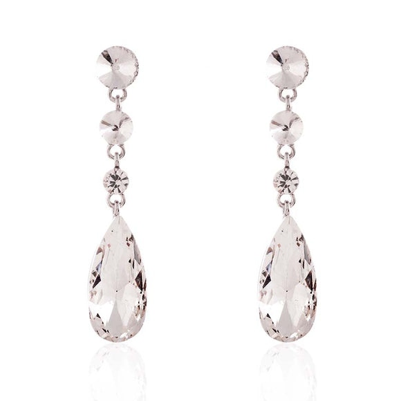 SILVER CLEAR DANGLING EARRINGS ( 2634 SCL )