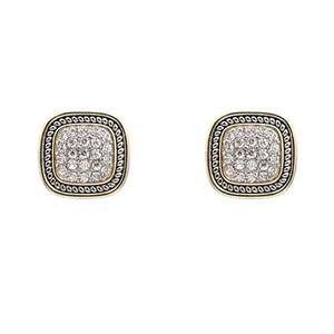 SILVER GOLD EARRINGS CZ STONES ( 4067 2T )