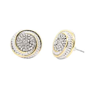 SILVER GOLD CZ STONES EARRINGS ( 4826 2T )