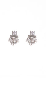 Silver Earrings Clear CZ Cubic Zirconia Stones ( 10897 CLRD )