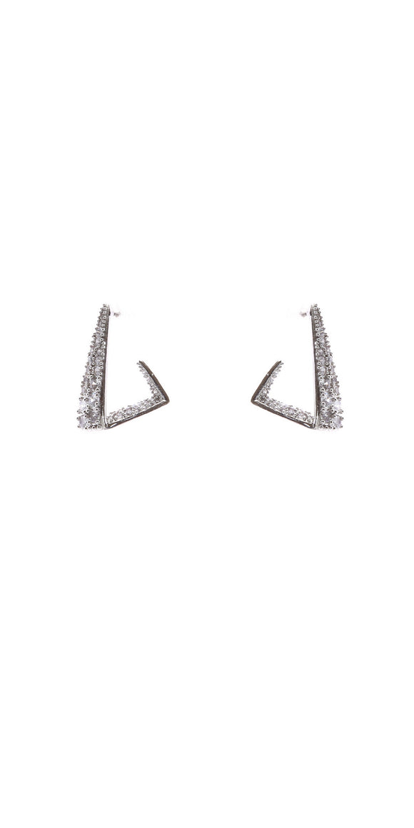 SILVER TRIANGLE EARRINGS CLEAR CZ STONES ( 11277 CLRD )