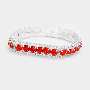 SILVER CLEAR RED TENNIS BRACELET ( 5041 SRD )