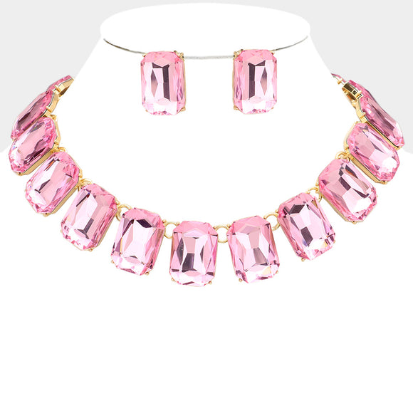 GOLD ROSE STONE CUT NECKLACE SET ( 1035 GLTRO )