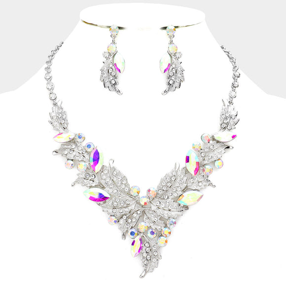 SILVER NECKLACE SET LEAF DESIGN EVENING ( 12334 RCA )