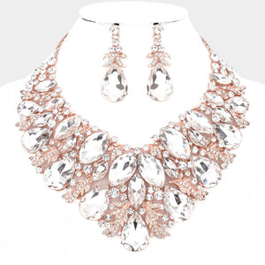 MARQUISE TEARDROP STONE NECKLACE SET ( 19432 RGCRY )