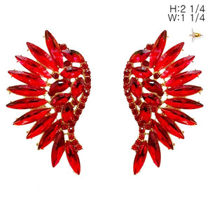 GOLD WING EARRINGS Red STONES ( 11990 GRD )