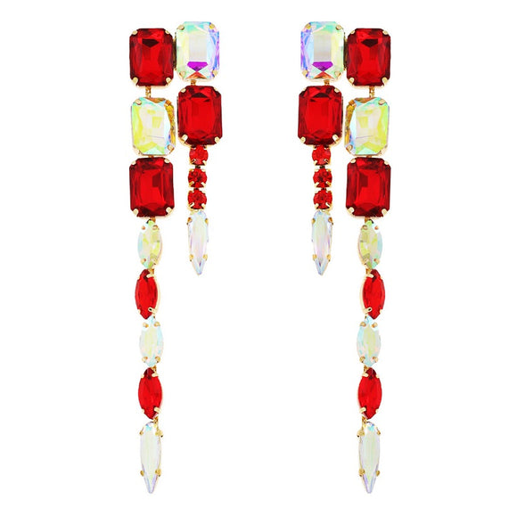 GOLD RED STONE EARRINGS ( 12143 GRD )