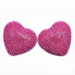 FUCHSIA STONE HEART EARRINGS ( 12702 FU )