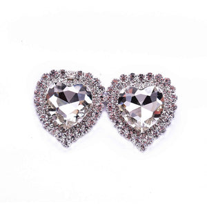 SILVER CLEAR HEART EARRINGS CLEAR STONES ( 12730 R )