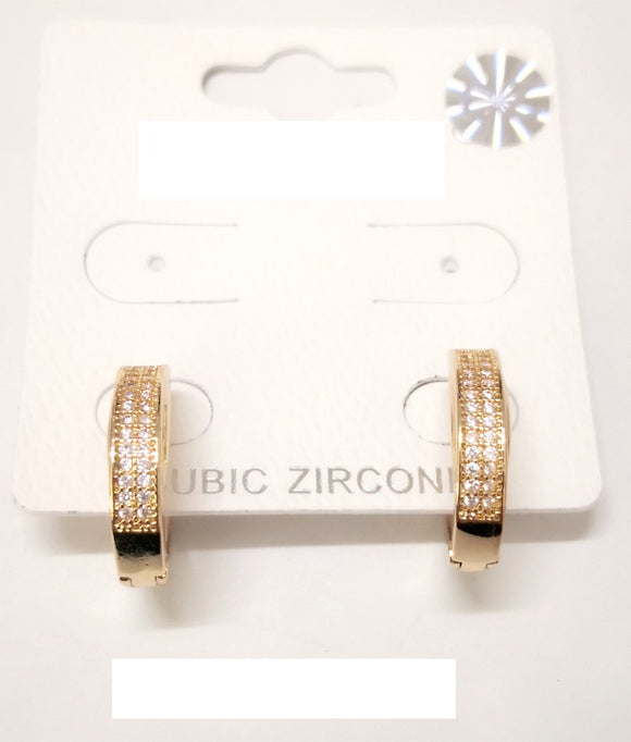 GOLD HOOP CLEAR CZ CUBIC ZIRCONIA STONES ( 0146 2C )