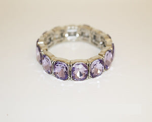 SILVER PURPLE STRETCH BRACELET ( 1158 STAN )