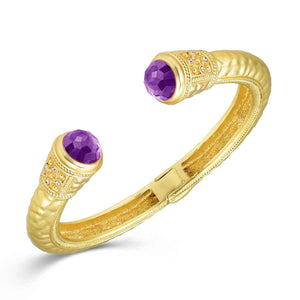 GOLD CUFF BANGLE PURPLE STONES ( 1354 PU )