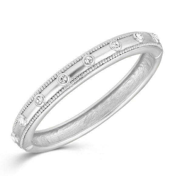 MATTE SILVER BANGLE CLEAR STONES ( 1374 MRH )