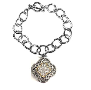 TWO TONE QUATREFOIL BRACELET ( 1470 )