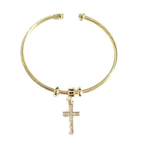 GOLD DANGLING CROSS BRACELET ( 1499 GD )