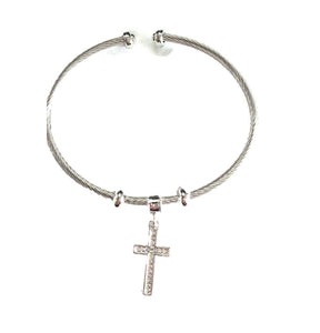 SILVER DANGLING CROSS BRACELET ( 1499 RH )