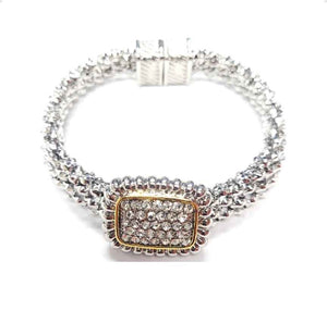 SILVER GOLD MAGNETIC BRACELET ( 1527 TT )