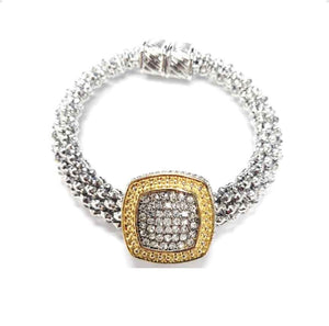 SILVER GOLD PAVE MAGNETIC CLEAR STONES ( 1528 TT )