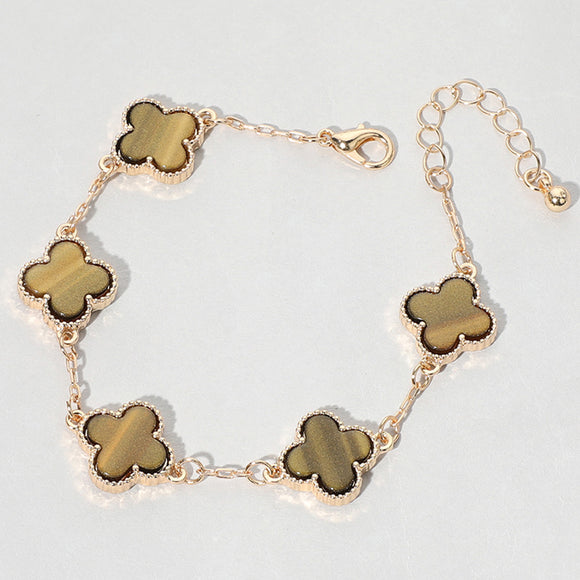 GOLD BROWN QUATREFOIL BRACELET ( 1592 GDBRN )