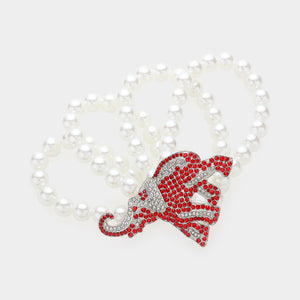 WHITE PEARL BRACELET ELEPHANT ( 6047 P )