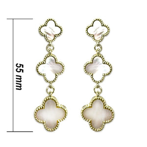 GOLD WHITE QUATREFOIL EARRINGS ( 1036 WH ) – Ohmyjewelry.com