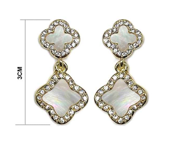 GOLD MOTHER OF PEARL QUATREFOIL EARRINGS ( 1052 MOP )