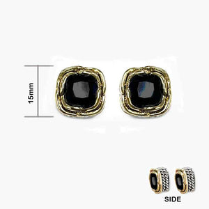 SILVER GOLD EARRINGS BLACK ( 1065 BK )