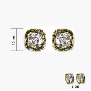 SILVER GOLD EARRINGS CLEAR ( 1065 CL )