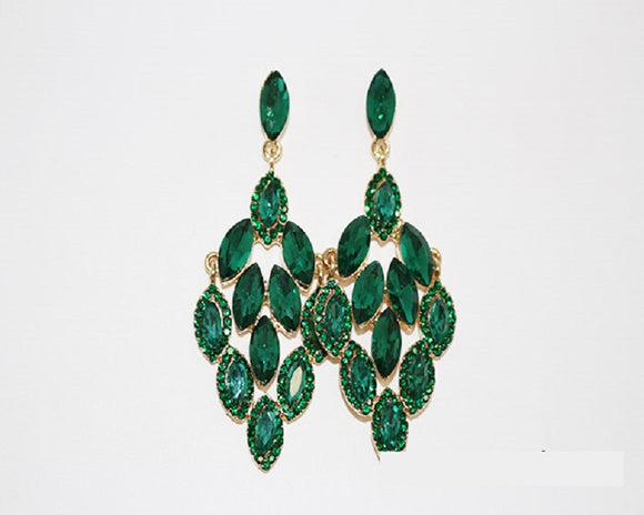 Gold Earrings Emerald Green Stones ( 1325 GEME )
