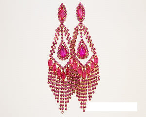 GOLD EARRINGS FUCHSIA STONES EARRINGS ( 1375 GFU )